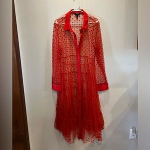 Torrid Red Heart Mesh Tunic Shirt